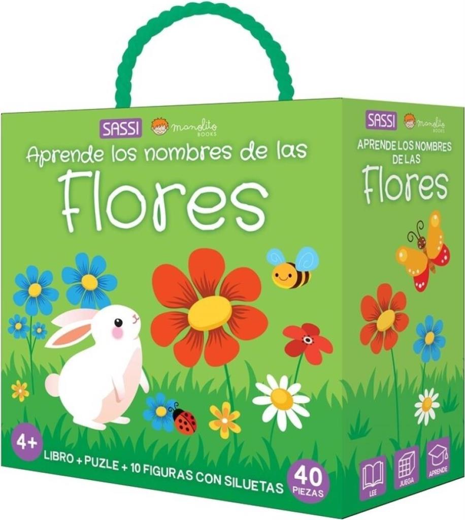 APRENDE LOS NOMBRES DE LAS FLORES - LIBRO, PUZLE Y 10 FIGURAS CON SILUETAS