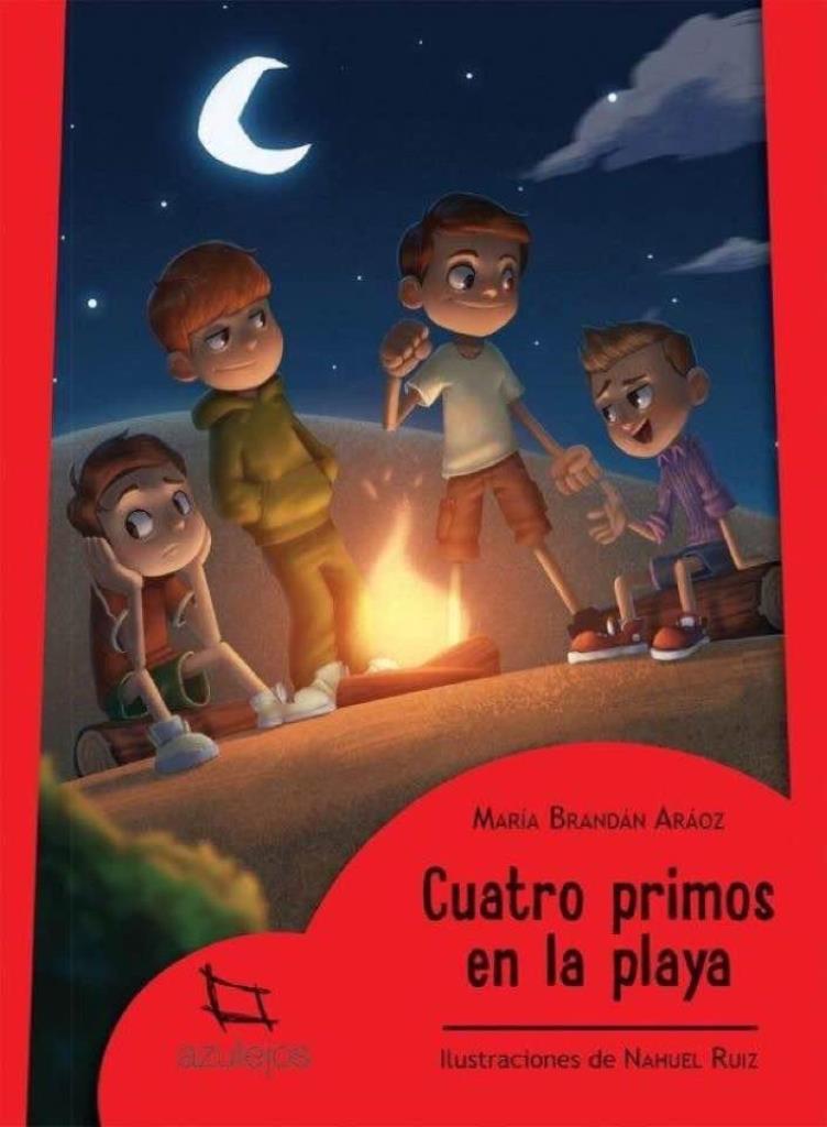 CUATRO  PRIMOS EN LA PLAYA - AZULEJO ROJA - 2018